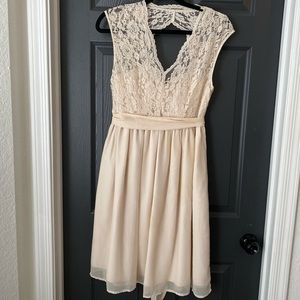 Cream lace and flow bridesmaid dress